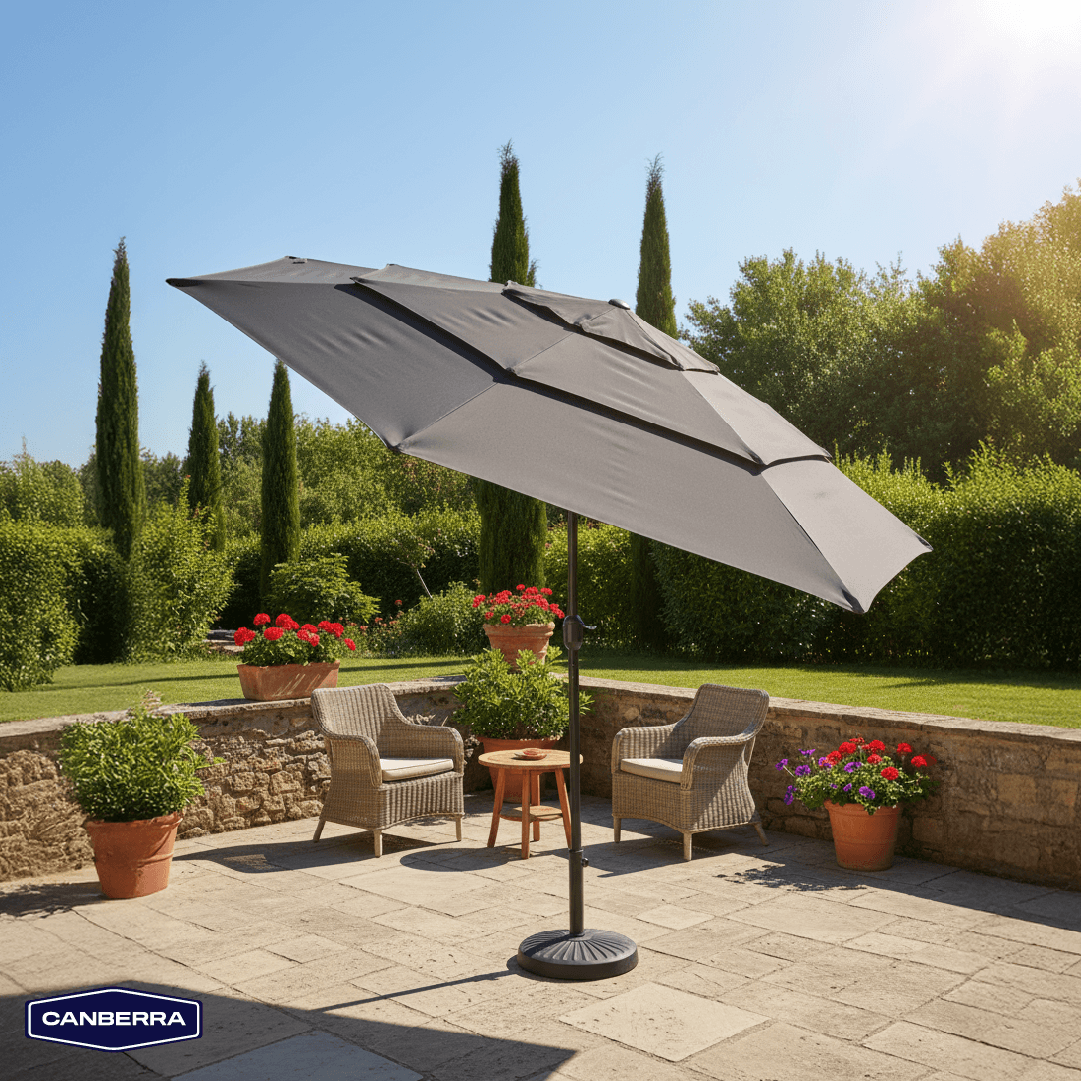 Quitasol de Terraza 3m 3 Capas Dark Grey Canberra 1 un