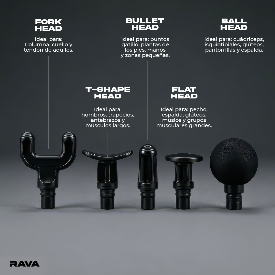 Pistola de Masajes PRO 5 Cabezales Rava 1 un