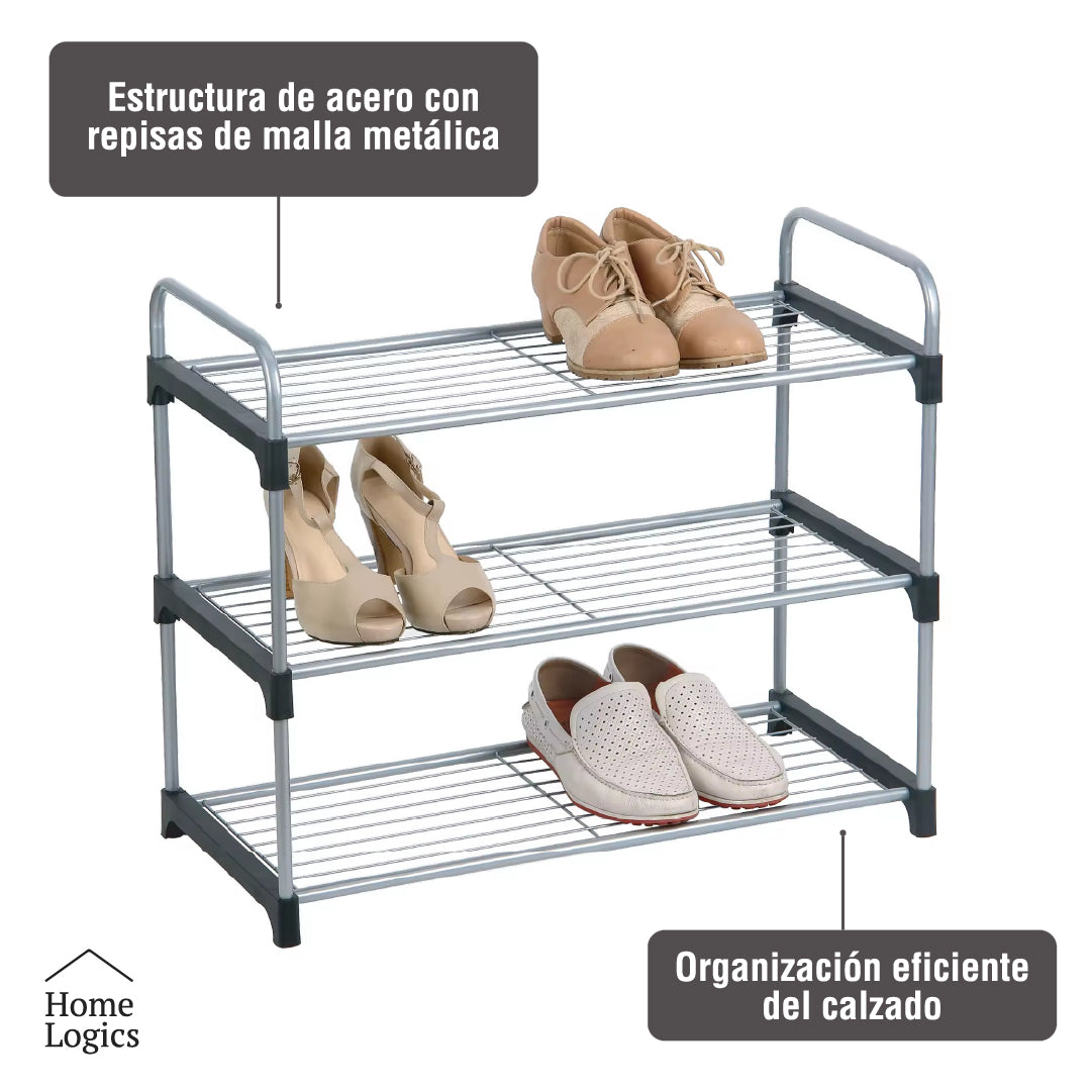Rack Organizador Zapatos 3 Niveles Malla Home Logics 1 un