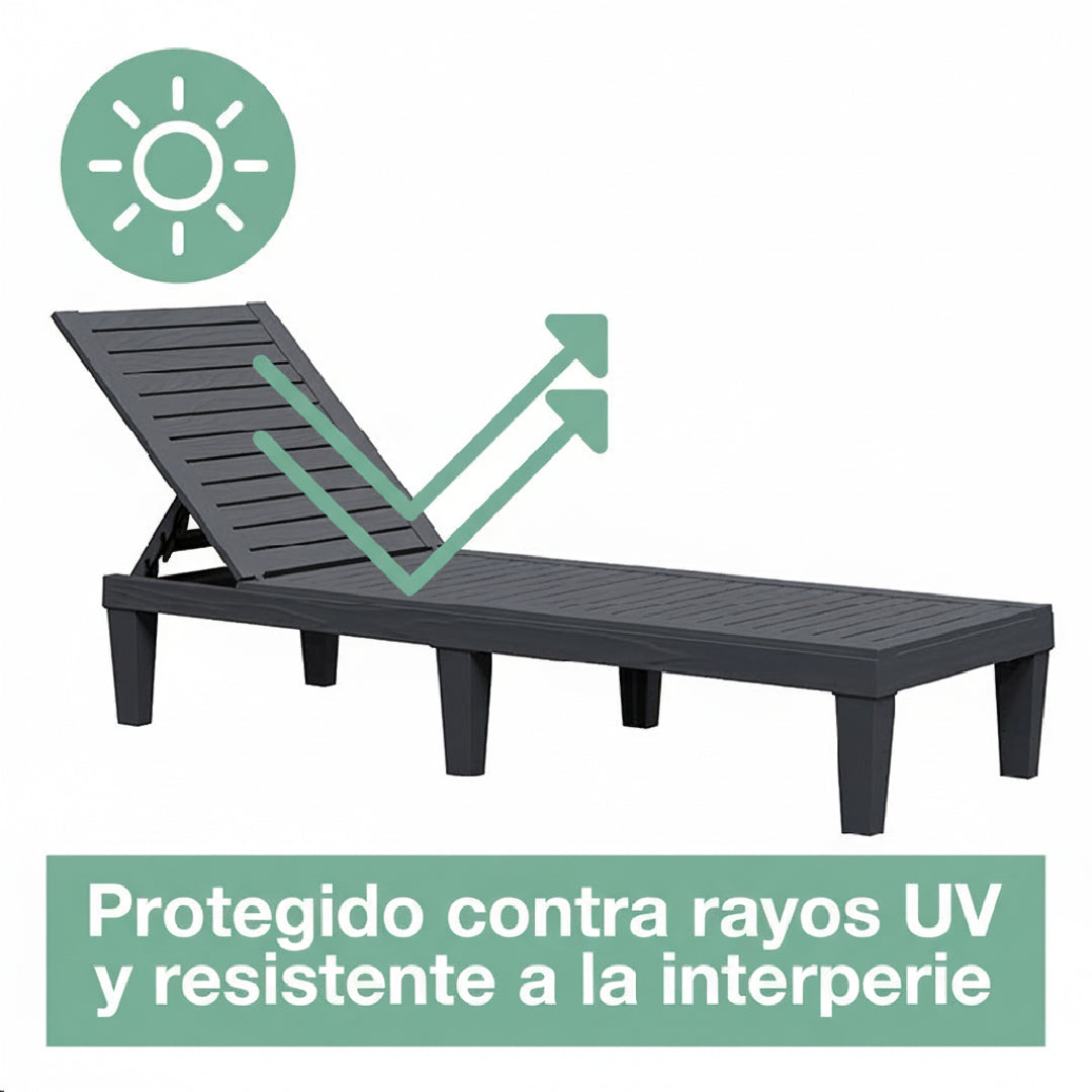 Reposera Reclinable Madera Plástica BlackWood 189 x 58 cm Sunseeker 1 un