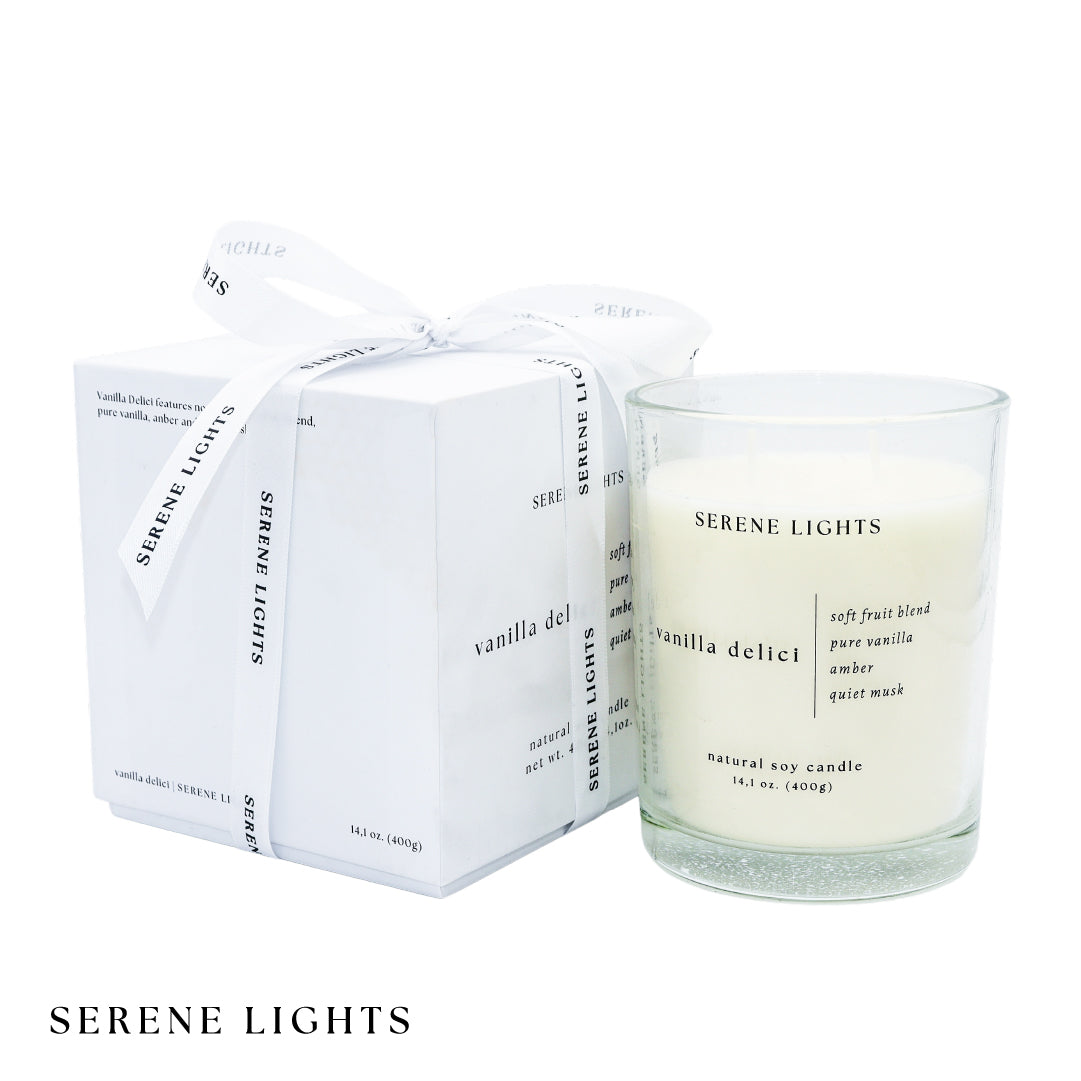 Vela Soja Natural Vanilla Delici 400g Serene Lights 1 un