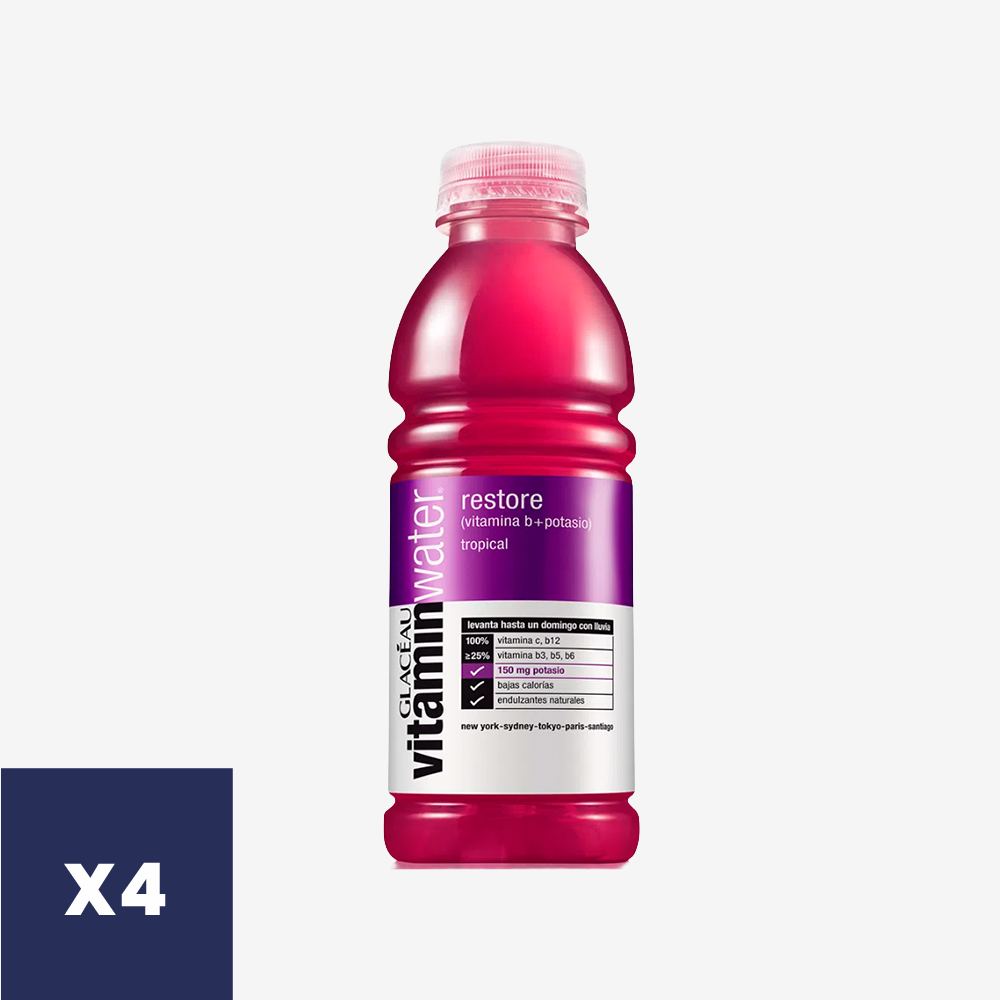 Agua Vitaminizada Restore Vitaminwater 4 un x 500 ml