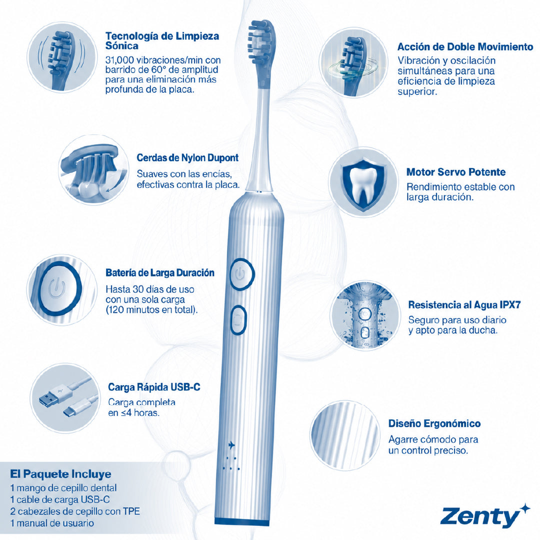 Cepillo de Dientes Eléctrico VibroSonic Zenty 1 un