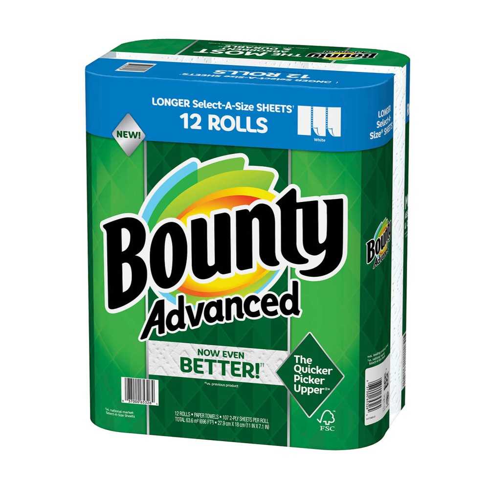 Toalla de Papel Bounty Advanced 2-Capas 12 uni.