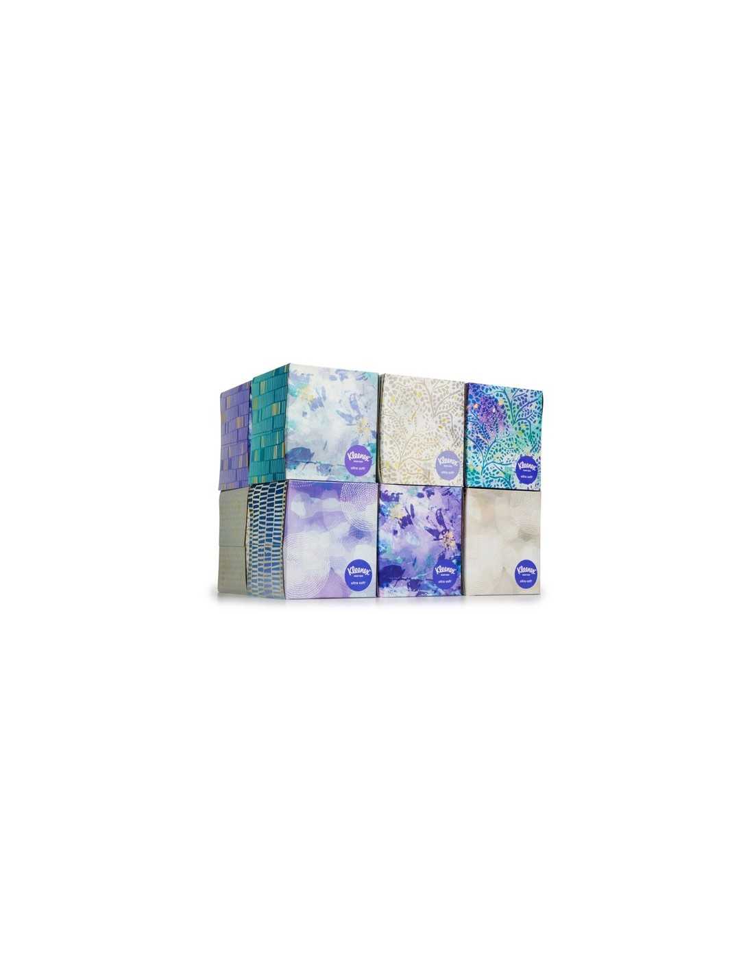  Kleenex Pañuelos de cubo, pañuelos faciales ultra suaves de 3  capas, diseños y colores surtidos, 3 cajas de 56 pañuelos por caja, 168  pañuelos en total : Salud y Hogar