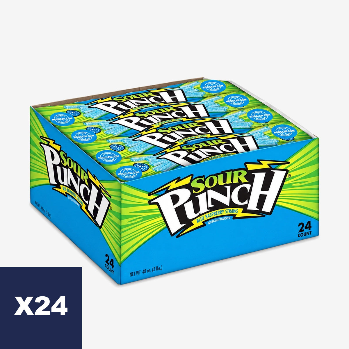 Gomitas Ácidas en Tubos Frambuesa Azul Caja Sour Punch 24 un x 57 g