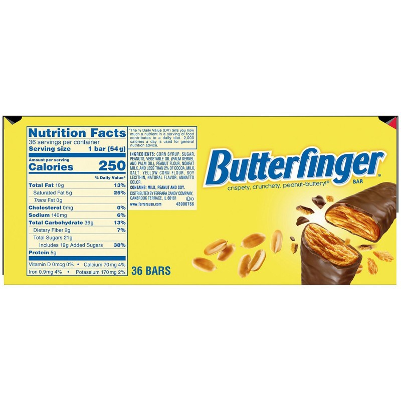 Barras de Chocolate y Maní Butterfinger Nestle 36 un x 53.8 g