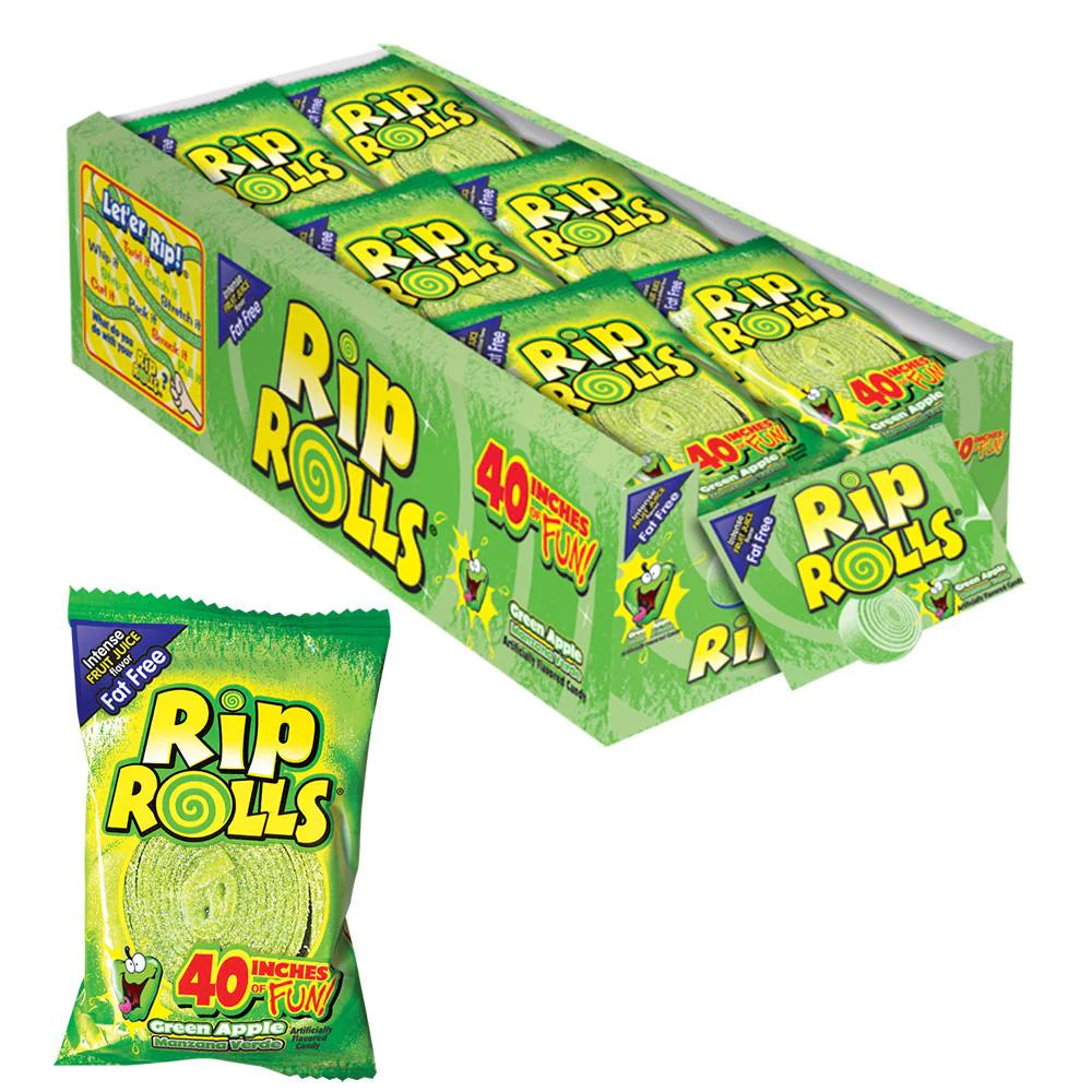 Gomitas Enrolladas Manzana Verde Rip Rolls 24 x 40 g