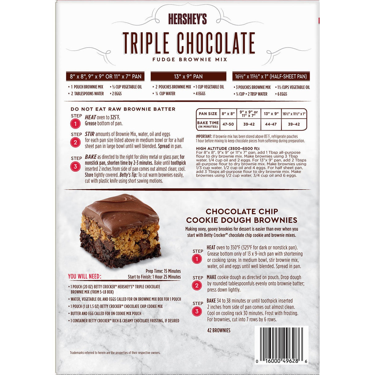 Mezcla Brownie Tres Chocolates Hershey's Betty Crocker 4 un x 567 g