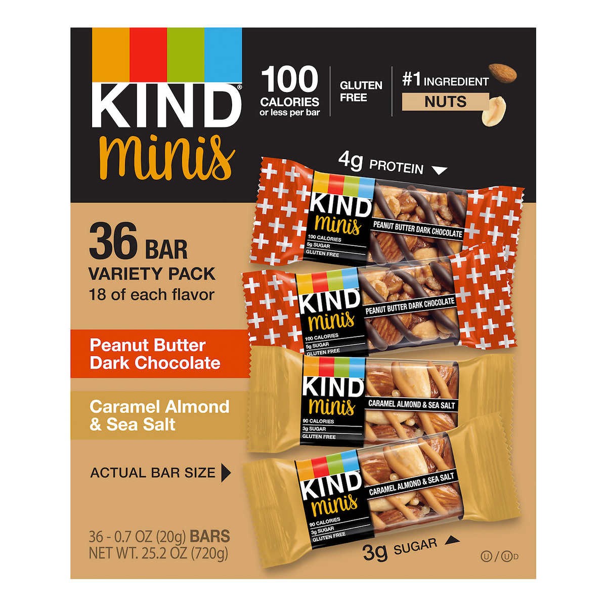 Barritas de Frutos Secos Mini Variedades Kind 36 un x 20 g