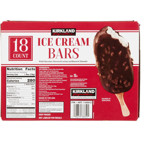 Helado Paleta Vainilla Chocolate Almendra Kirkland 18 x 92 ml