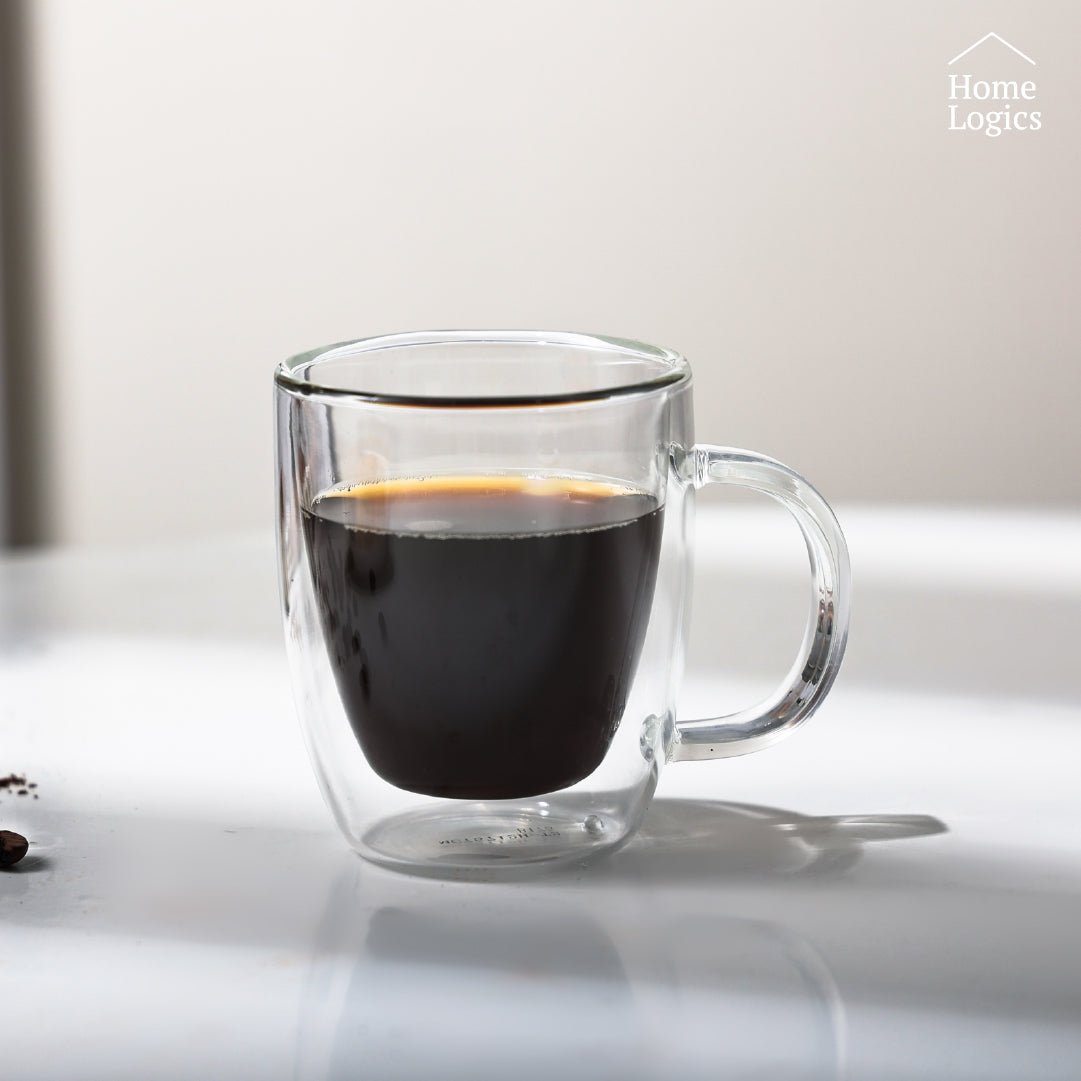 Set 4 Tazas Vidrio Doble Pared 120 ml Home Logics 1 un
