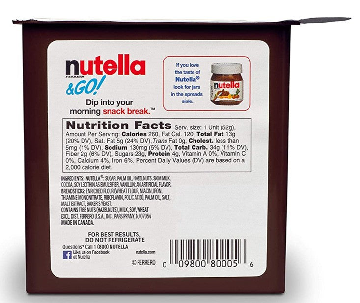 Palitos de Pan con Nutella 16 un x 52 g