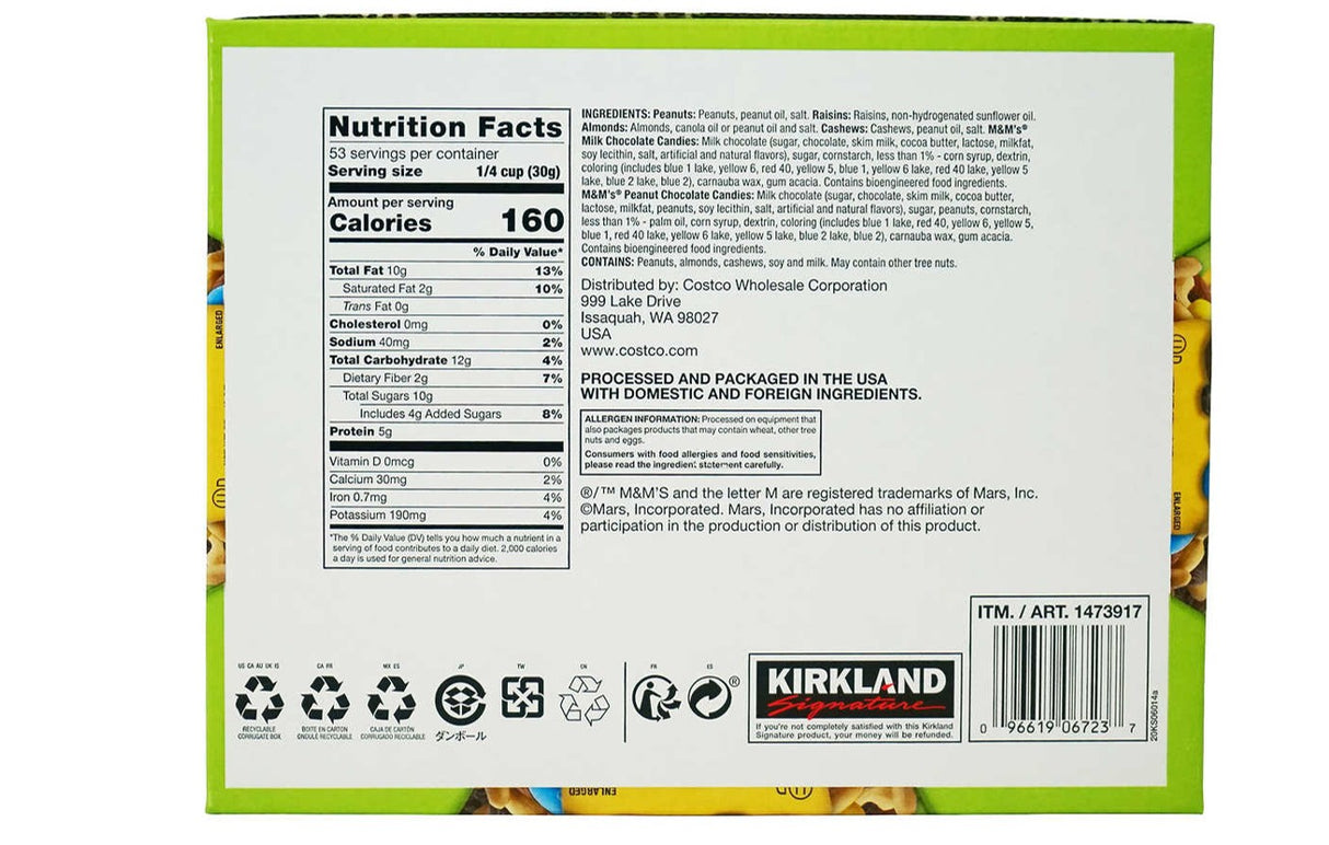 Trail Mix con M&M's Kirkland 28 un x 57 g