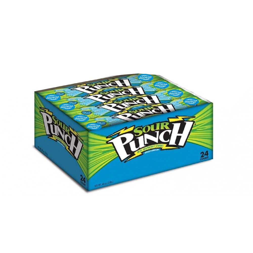 Gomitas Ácidas en Tubos Frambuesa Azul Caja Sour Punch 24 un x 57 g