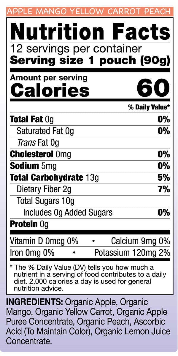 Compota de Manzana Mango Zanahoria y Durazno Kirkland 90 g