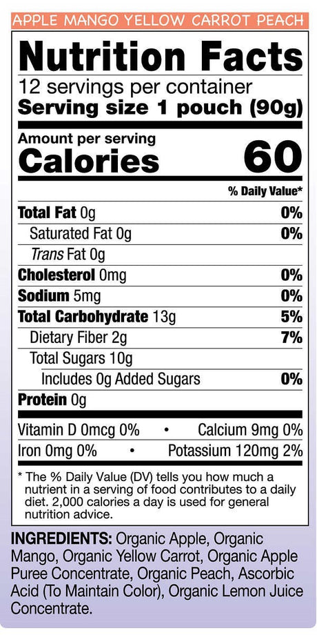 Compota de Manzana Mango Zanahoria y Durazno Kirkland 90 g