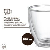 Set 4 Tazas Vidrio Doble Pared 160 ml Home Logics 1 un