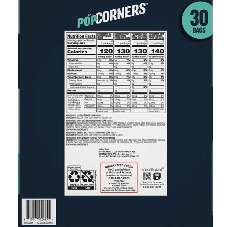 Snack de Ma’z Inflado Variedades PopCorners 30 un x 28 g