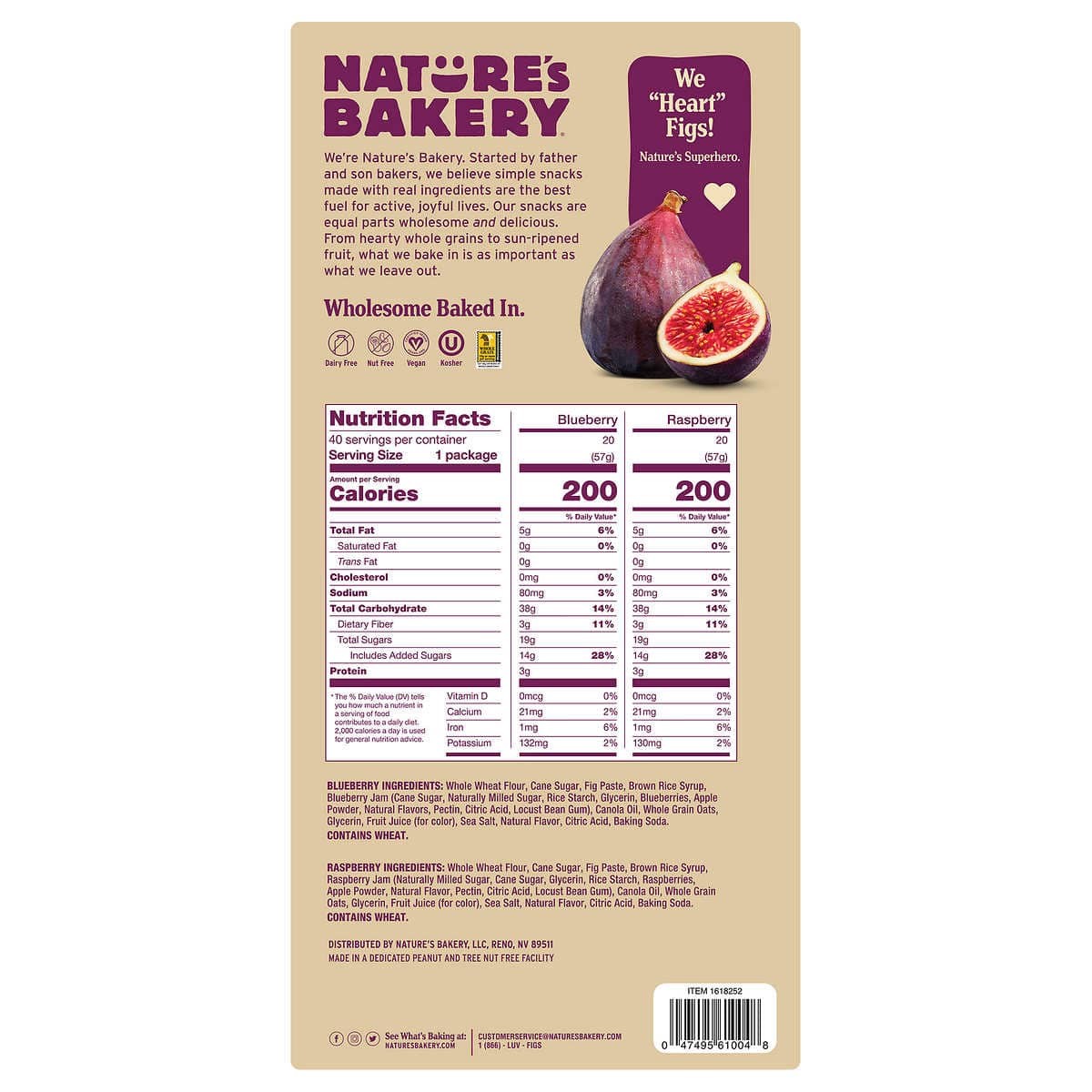 Barritas Integrales Fig Bar Variedades Nature's Bakery 40 un x 57 g