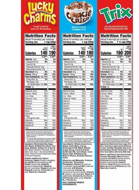 Cereal Trix Cookie Crisp y Lucky Charms General Mills 1.09 kg