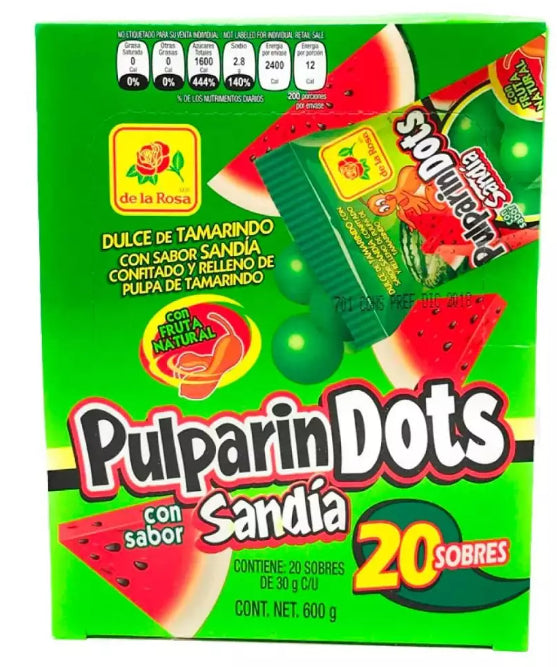 Caramelos Pulparindots Sandía De la Rosa 20 un x 30 g