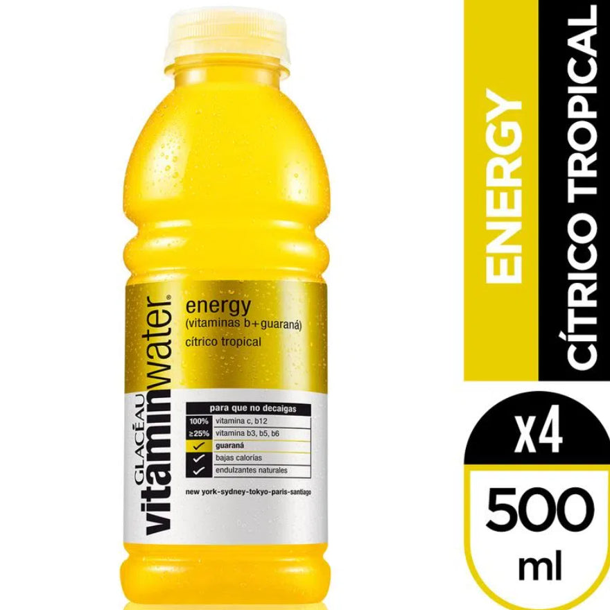 Agua Vitaminizada Energy Vitaminwater 4 un x 500 ml