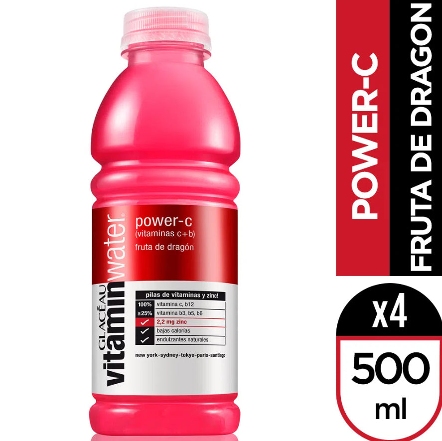 Agua Vitaminizada PowerC Vitaminwater 4 un x 500 ml