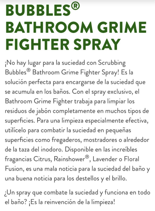 Limpiador Baño y Ducha en Aerosol Scrubbing Bubbles 708 g