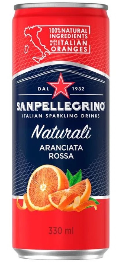 Agua Saborizada con Gas Aranciata Rossa Lata San Pellegrino 330 ml