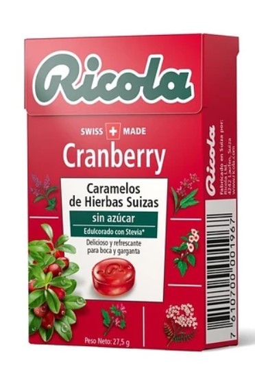 Caramelo sin Azúcar Cranberry Ricola 27.5 g