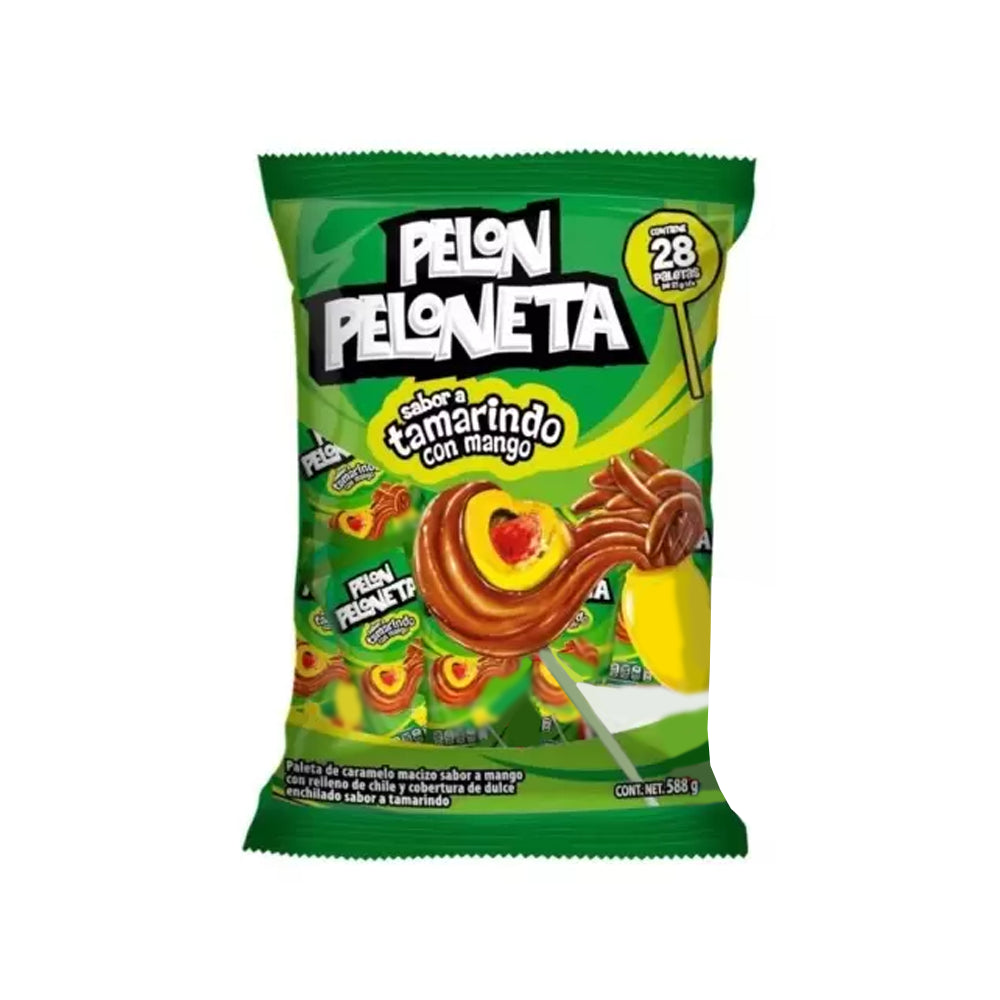 Chupetes Peloneta Tamarindo Mango Pelon 28 un x 21 g