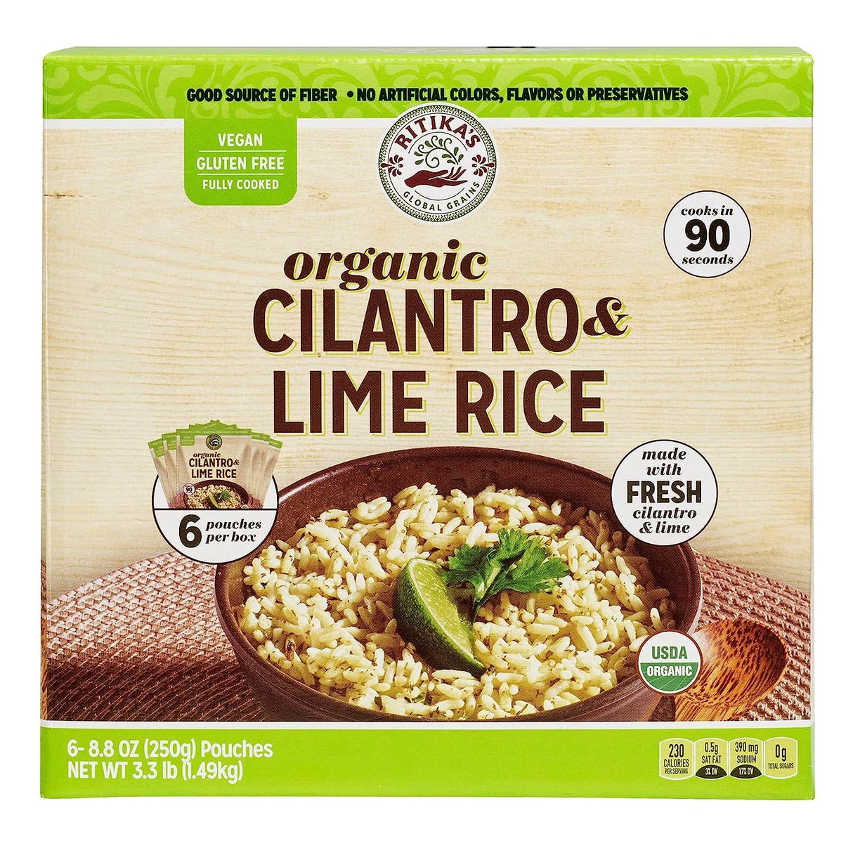 Arroz con Lima y Cilantro Ritika's Global Grains 6 un x 250 g