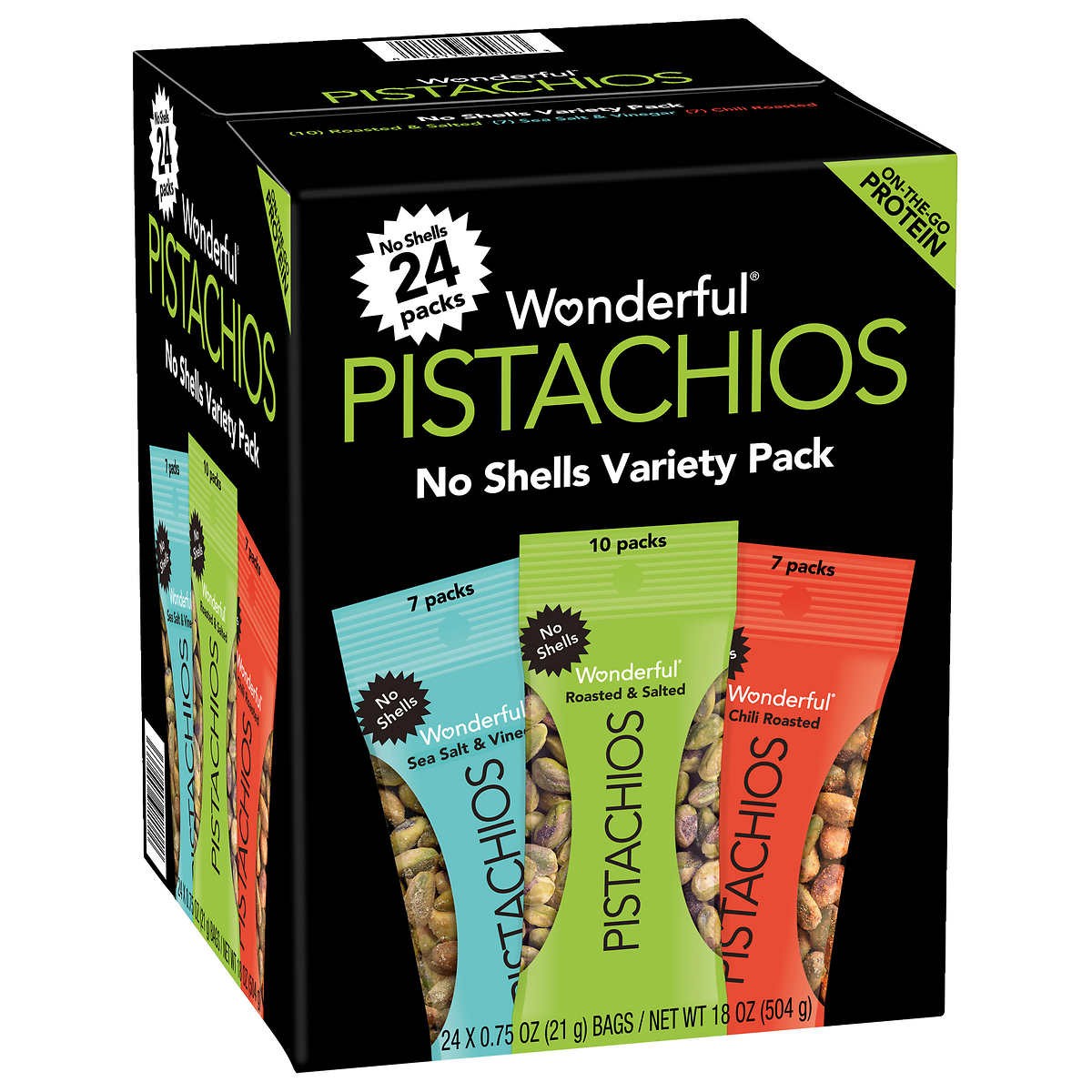 Pistachos sin Cáscara Variedades Wonderful 24 un x 21 g