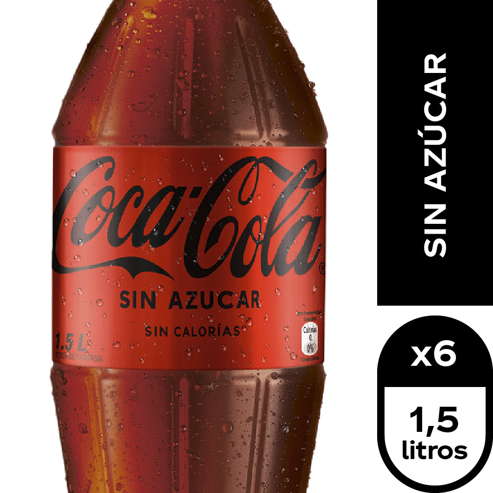 Bebida sin Azúcar Botella Coca-Cola 6 un x 1.5 L