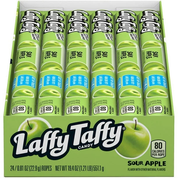 Masticables Ropes Manzana Ácida Laffy Taffy 24 un x 23 g