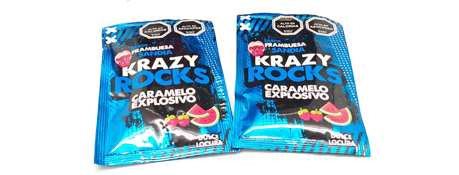 Caramelos Frambuesa Sandía Krazy Rock Dulce Locura 7 g