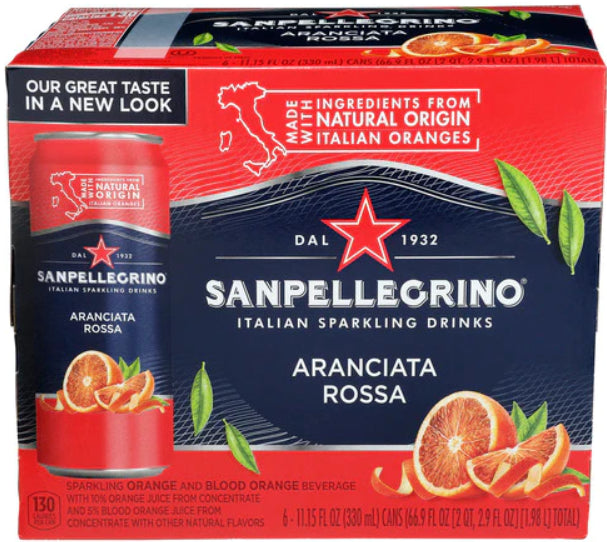 Agua Saborizada con Gas Aranciata Rossa Lata San Pellegrino 6 un x 330 ml