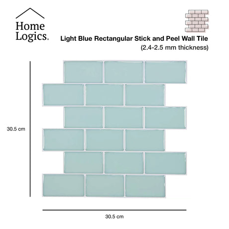 Azulejos Peel and Stick Light Blue Rect 2MM Home Logics 5 un