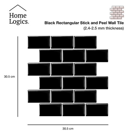 Azulejos Peel and Stick Black Rect 2MM Home Logics 5 un