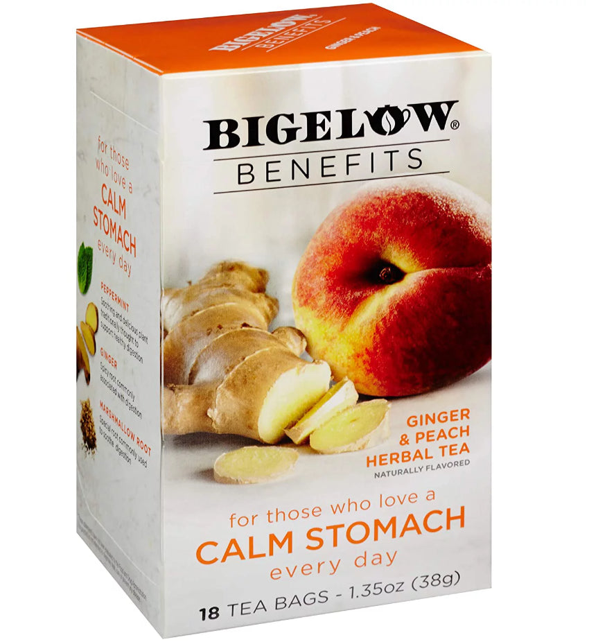 Té de Hierbas Jengibre Durazno Benefits Calm Stomach Bigelow 27 g