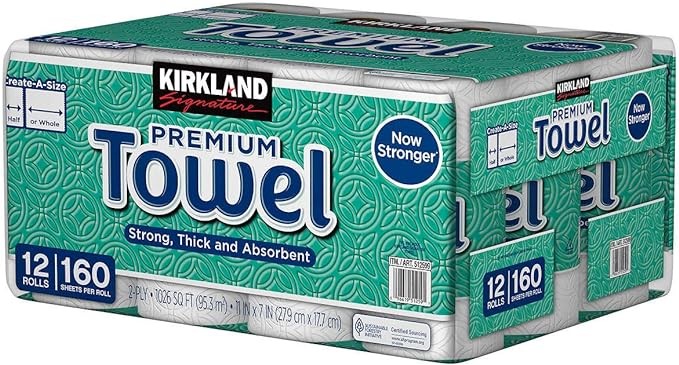 Toalla de Papel 160 Hojas Kirkland 12 un