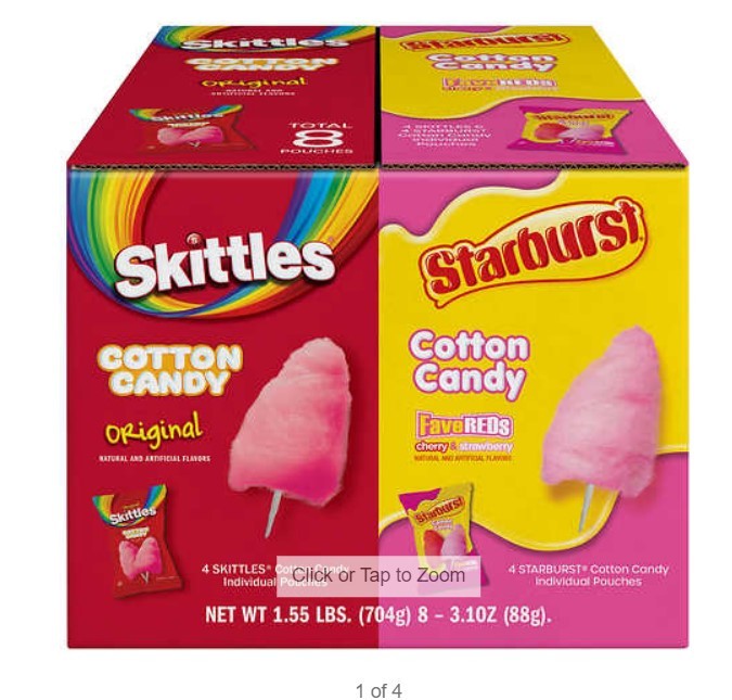 Masticables Skittles y Starburst Cotton Candy Mars 8 un x 88 g