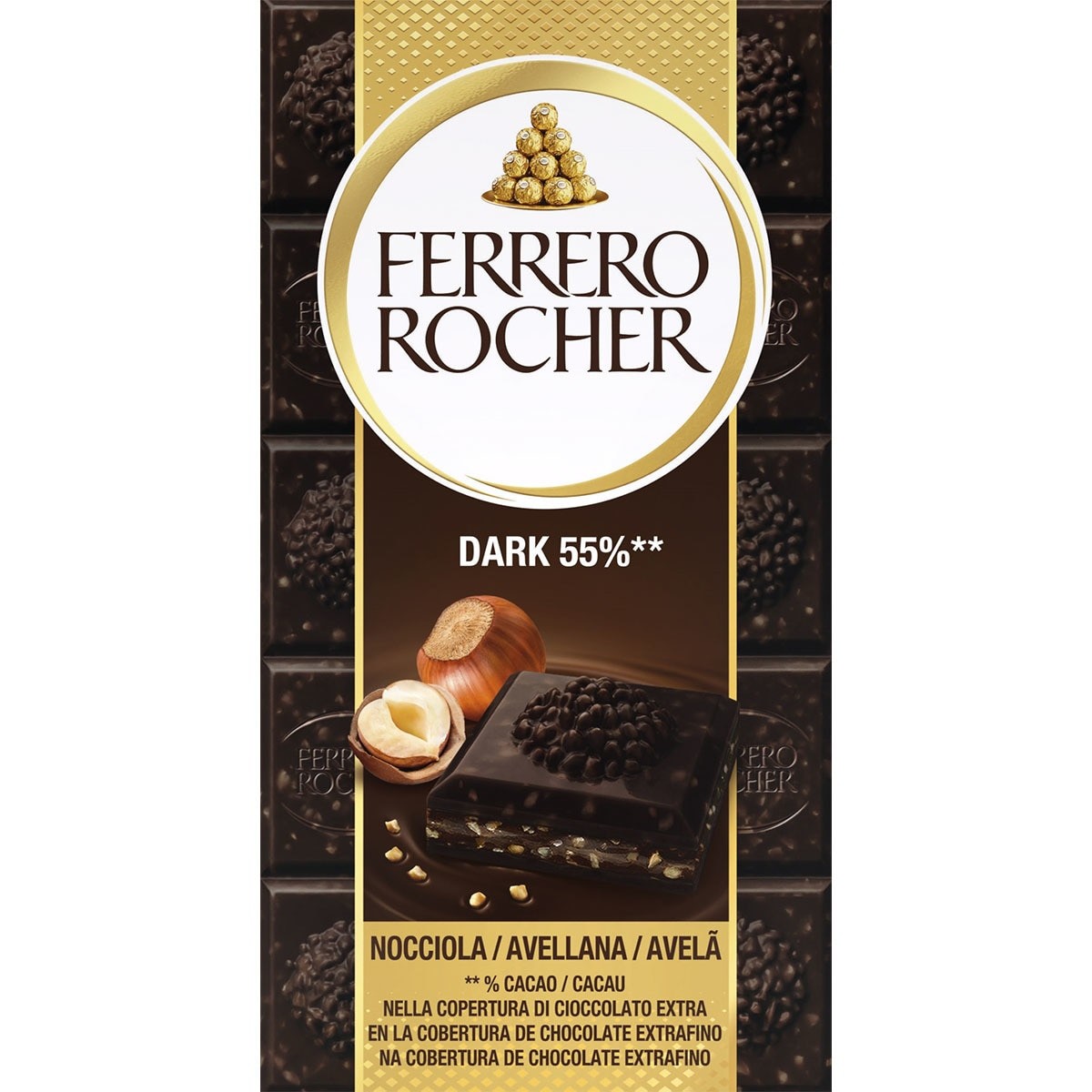 Barra Chocolate Negro Avellana Ferrero Rocher 90 g