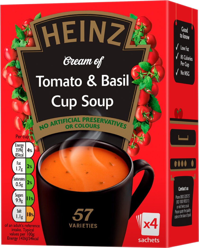 Sopa Crema Tomate Albahaca para 1 Heinz 88 g