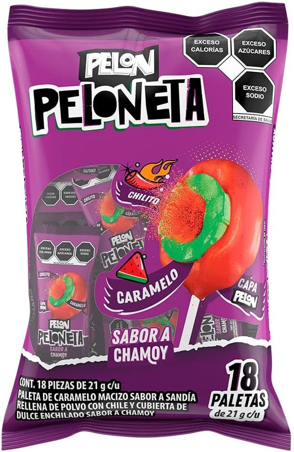 Chupetes Peloneta Chamoy Sandía Pelon 21 g