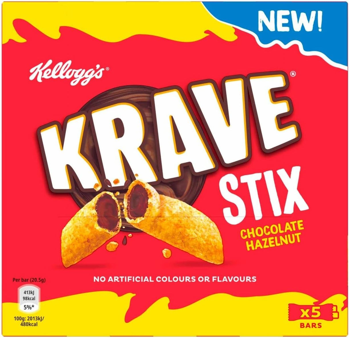 Cereal Krave Stixs Chocolate Avellana Kellogg's 5 un x 20.5 g