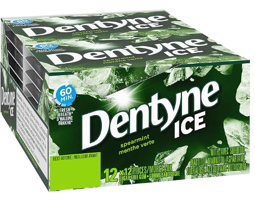 Chicles Ice sin Azúcar Spearmint Dentyne 12 pack x 12 un