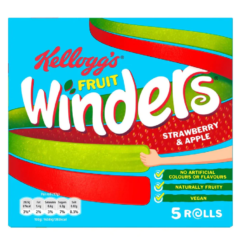 Barras de Fruta Frutilla Manzana Winders Rolls Kellogg's 5 un x 17