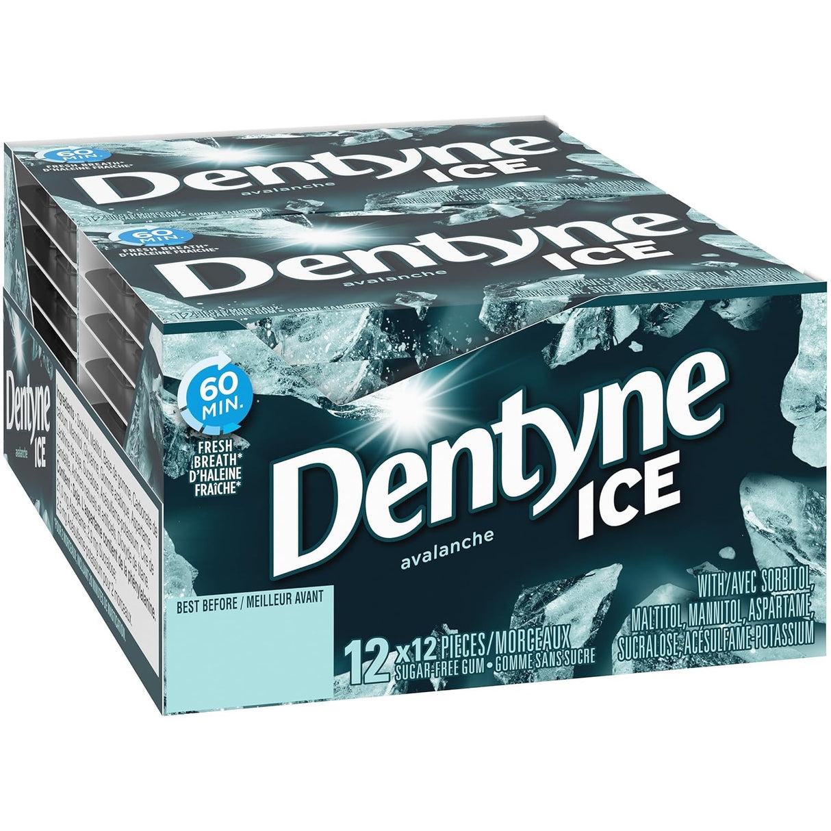 Chicles Ice sin Azúcar Avalanche Dentyne 12 pack x 12 un